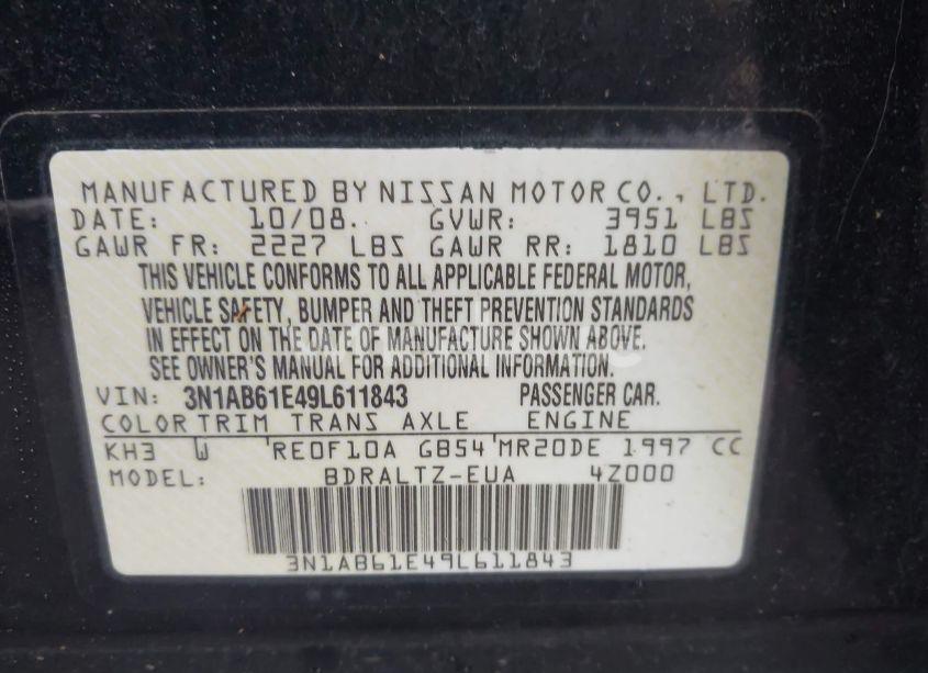 Photo 9 of 2009 Nissan Sentra 2.0S (VIN 3N1AB61E49L611843)