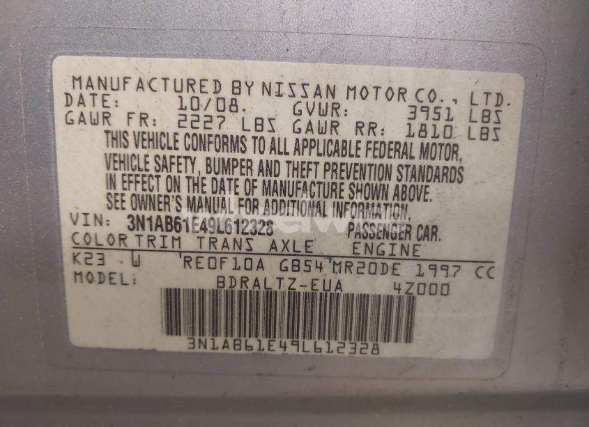 Photo 9 of 2009 Nissan Sentra 2.0S (VIN 3N1AB61E49L612328)