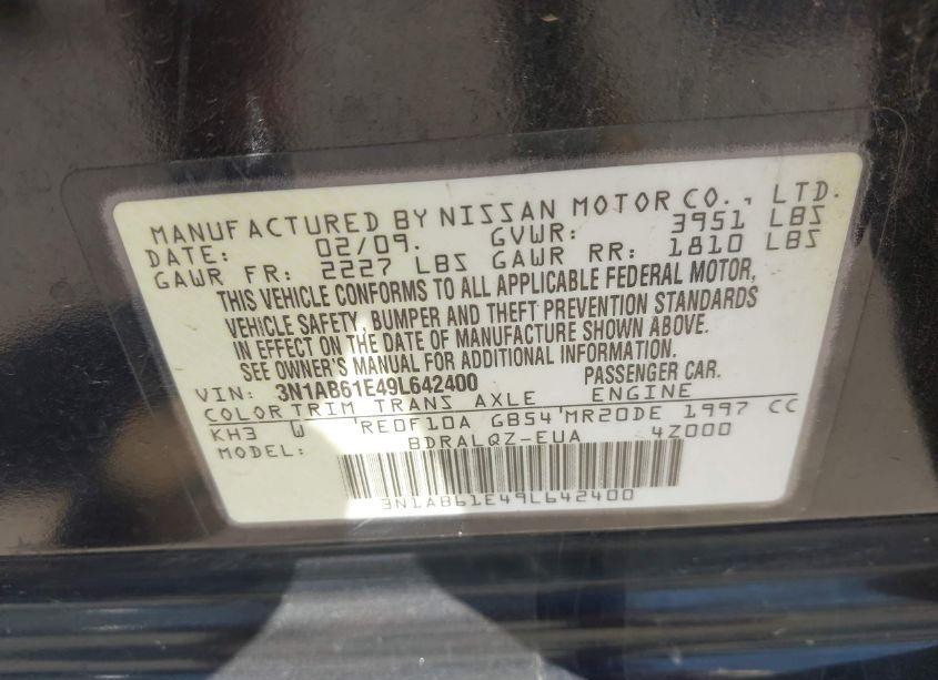 Photo 9 of 2009 Nissan Sentra 2.0 (VIN 3N1AB61E49L642400)