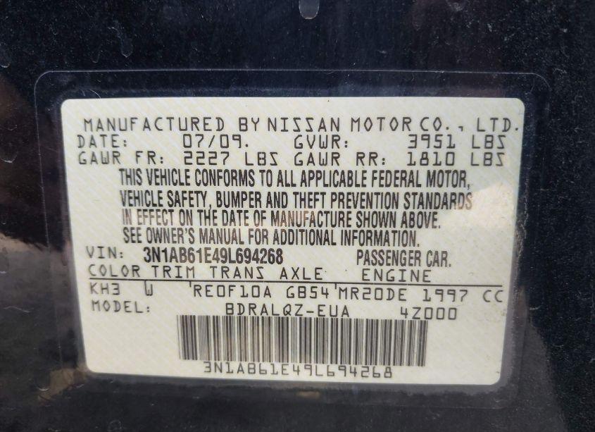 Photo 9 of 2009 Nissan Sentra 2.0 (VIN 3N1AB61E49L694268)