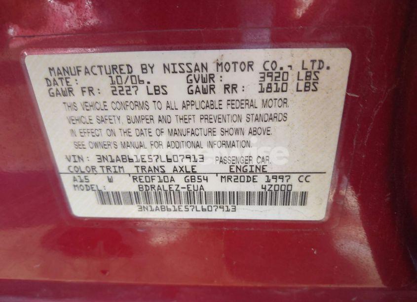 Photo 9 of 2007 Nissan Sentra 2.0S (VIN 3N1AB61E57L607913)