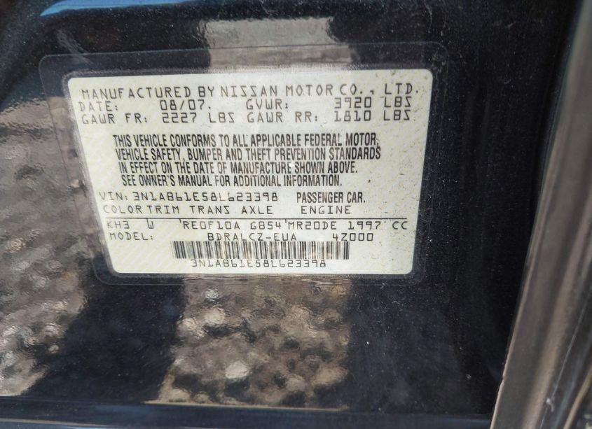 Photo 9 of 2008 Nissan Sentra 2.0 (VIN 3N1AB61E58L623398)