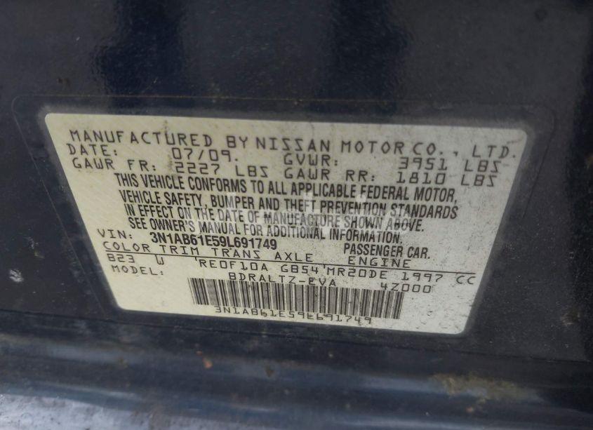 Photo 9 of 2009 Nissan Sentra 2.0S (VIN 3N1AB61E59L691749)