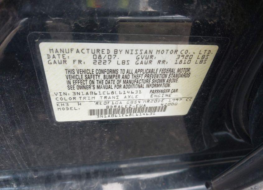 Photo 9 of 2008 Nissan Sentra 2.0S (VIN 3N1AB61E68L614631)