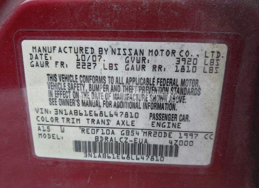 Photo 9 of 2008 Nissan Sentra 2.0 (VIN 3N1AB61E68L647810)