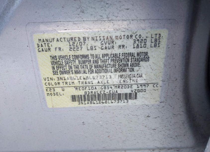 Photo 9 of 2008 Nissan Sentra 2.0S (VIN 3N1AB61E68L673713)