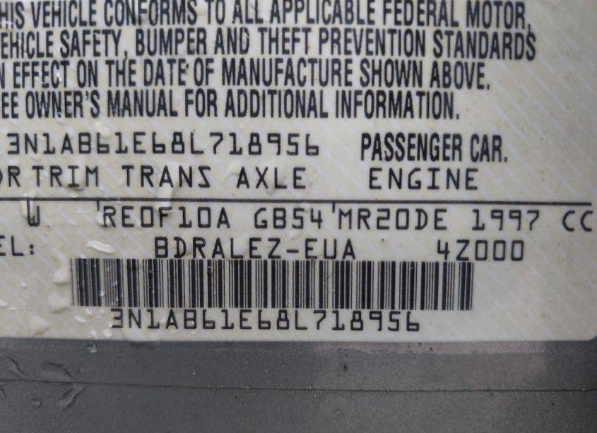 Photo 9 of 2008 Nissan Sentra 2.0S (VIN 3N1AB61E68L718956)