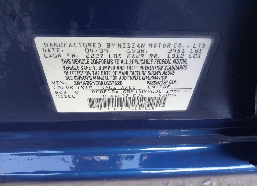 Photo 9 of 2009 Nissan Sentra 2.0S (VIN 3N1AB61E69L657626)