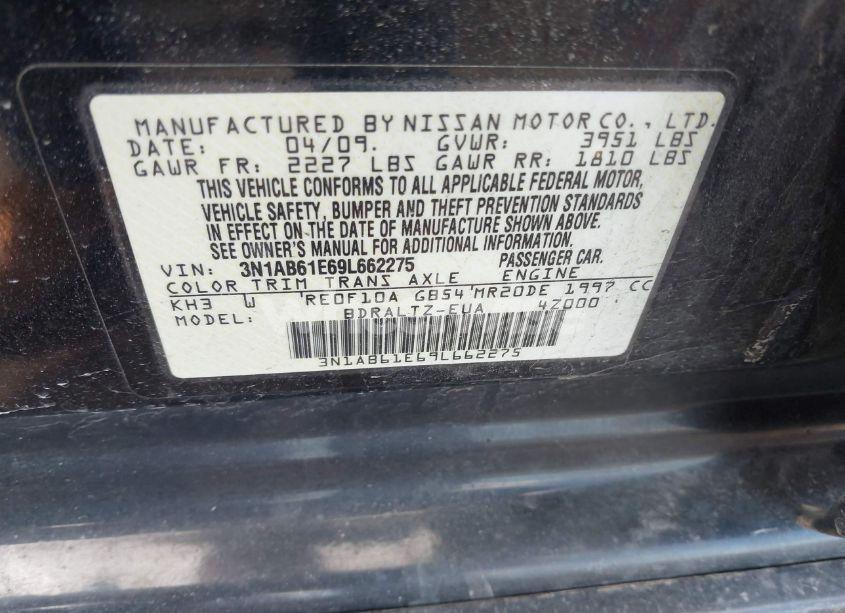 Photo 9 of 2009 Nissan Sentra 2.0SR (VIN 3N1AB61E69L662275)