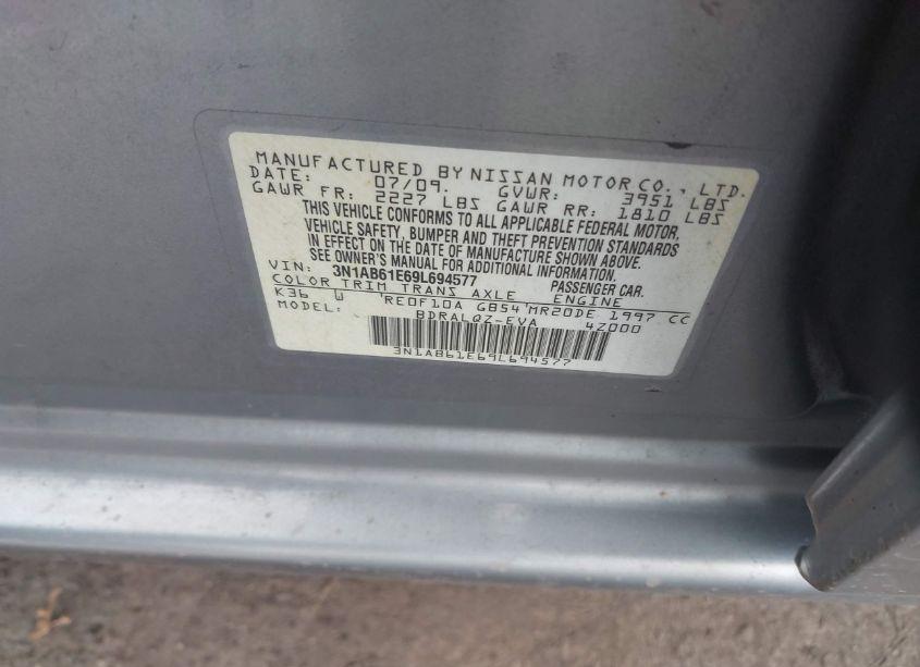 Photo 9 of 2009 Nissan Sentra 2.0 (VIN 3N1AB61E69L694577)