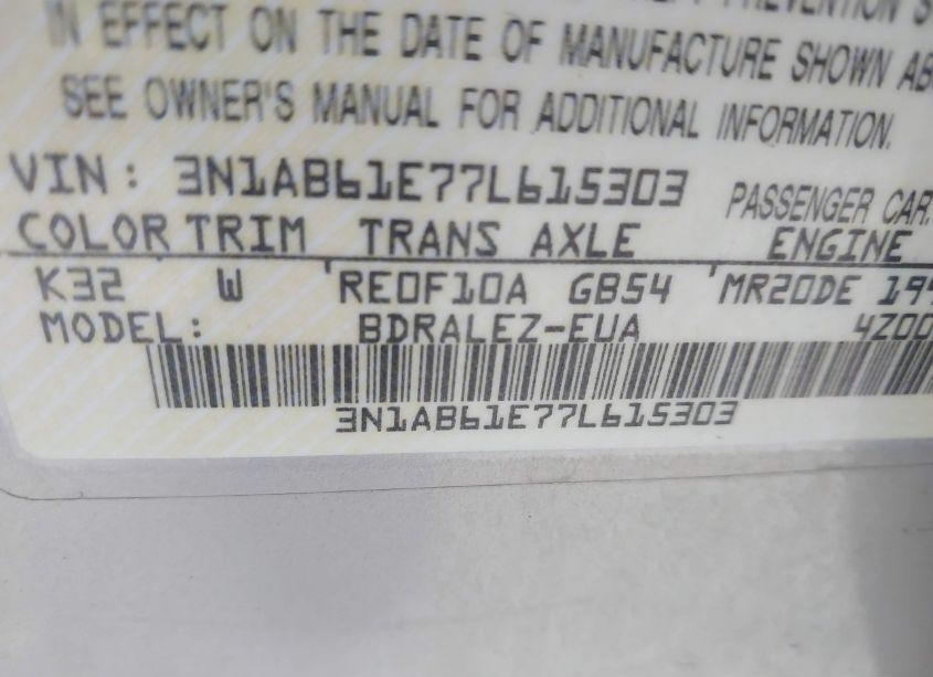 Photo 9 of 2007 Nissan Sentra 2.0S (VIN 3N1AB61E77L615303)