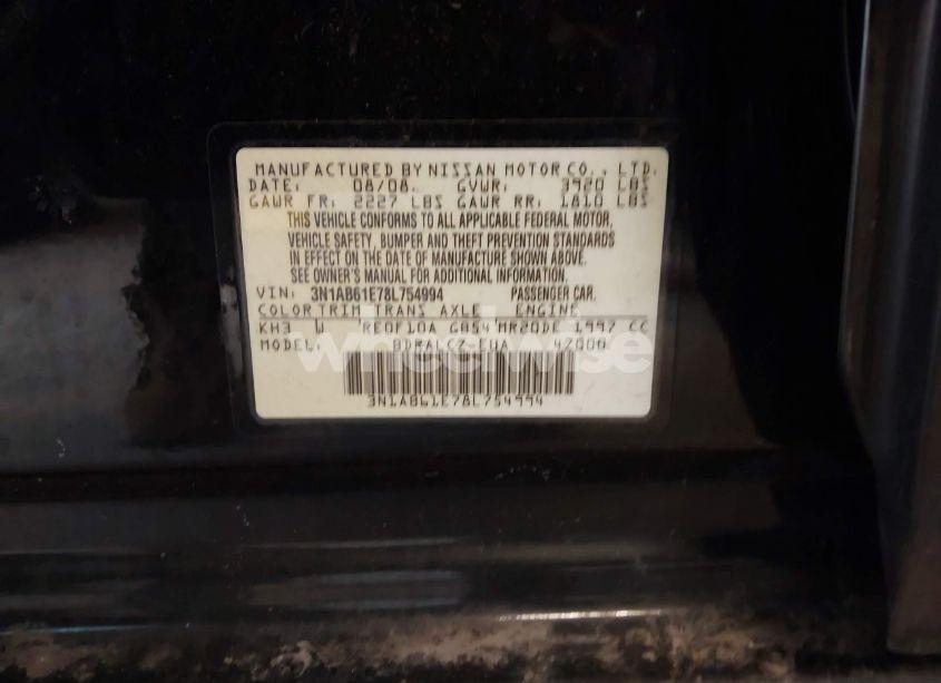 Photo 9 of 2008 Nissan Sentra 2.0 (VIN 3N1AB61E78L754994)