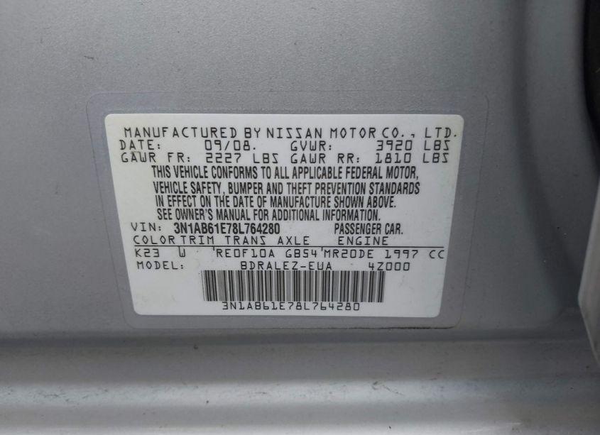 Photo 9 of 2008 Nissan Sentra 2.0S (VIN 3N1AB61E78L764280)