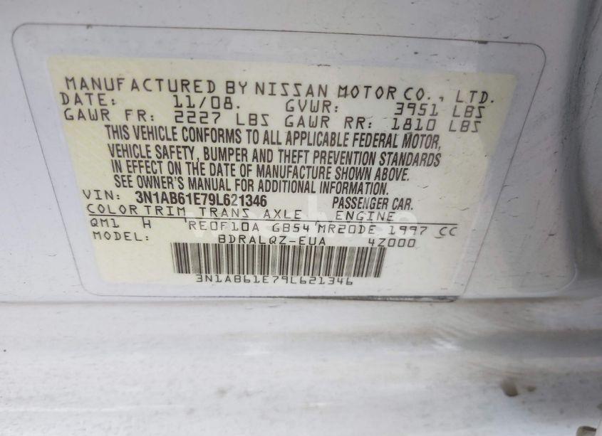 Photo 9 of 2009 Nissan Sentra 2.0 (VIN 3N1AB61E79L621346)