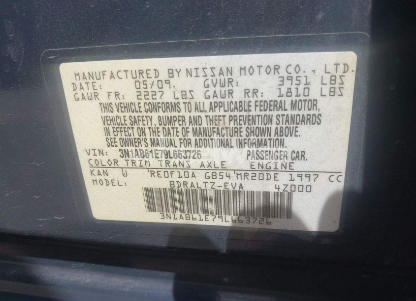 Photo 9 of 2009 Nissan Sentra 2.0SR (VIN 3N1AB61E79L663726)