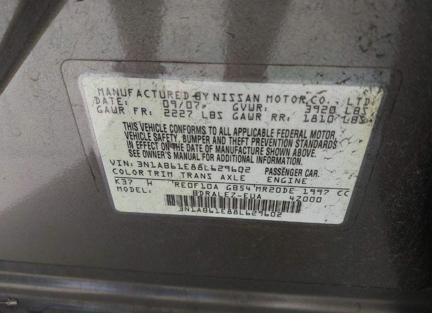 Photo 9 of 2008 Nissan Sentra 2.0S (VIN 3N1AB61E88L629602)