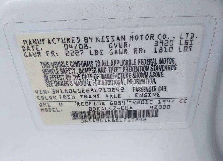 Photo 9 of 2008 Nissan Sentra 2.0 (VIN 3N1AB61E88L713242)