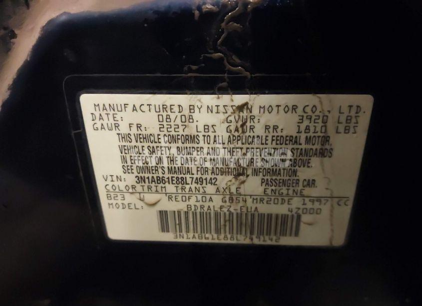 Photo 9 of 2008 Nissan Sentra 2.0S (VIN 3N1AB61E88L749142)