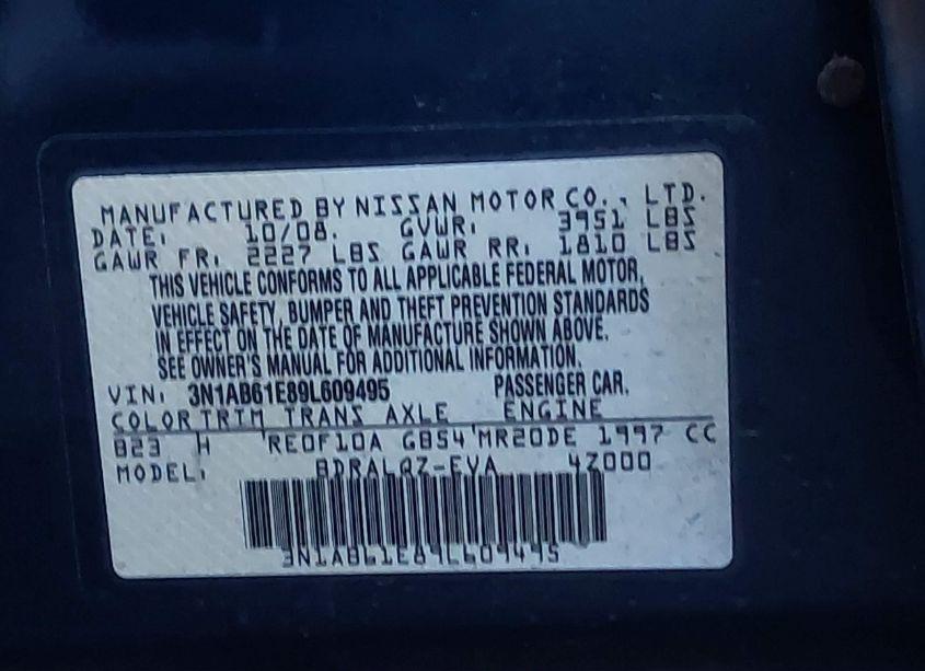 Photo 9 of 2009 Nissan Sentra 2.0 (VIN 3N1AB61E89L609495)
