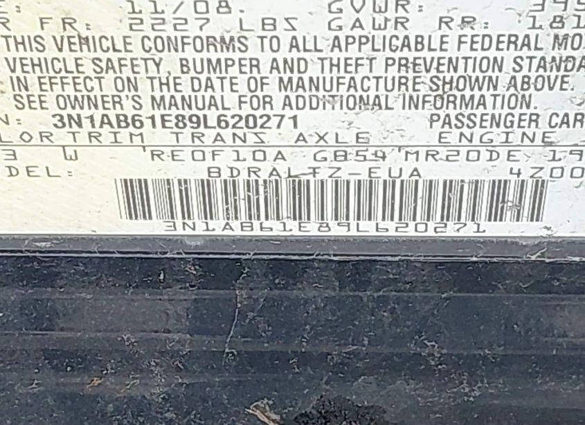 Photo 9 of 2009 Nissan Sentra 2.0S (VIN 3N1AB61E89L620271)