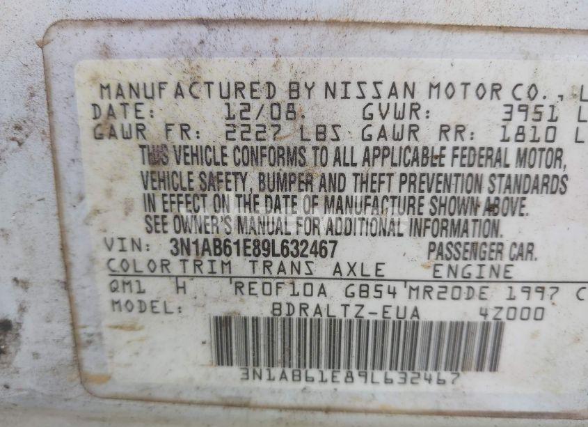 Photo 9 of 2009 Nissan Sentra 2.0S (VIN 3N1AB61E89L632467)