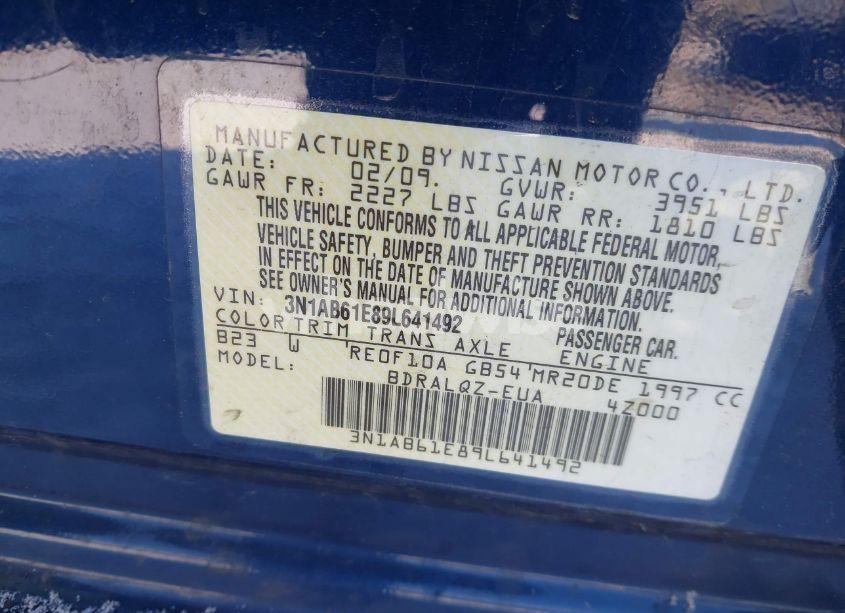 Photo 9 of 2009 Nissan Sentra 2.0 (VIN 3N1AB61E89L641492)