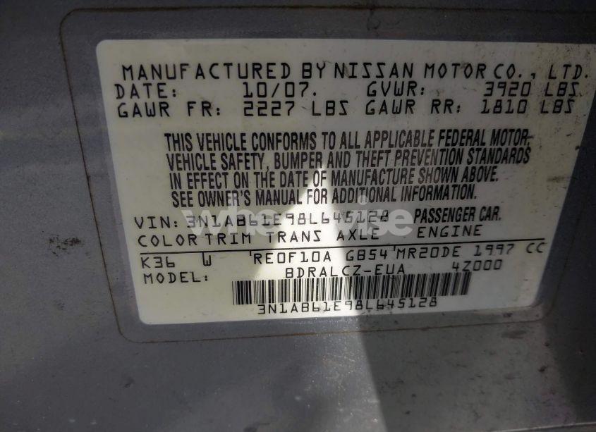 Photo 9 of 2008 Nissan Sentra 2.0 (VIN 3N1AB61E98L645128)