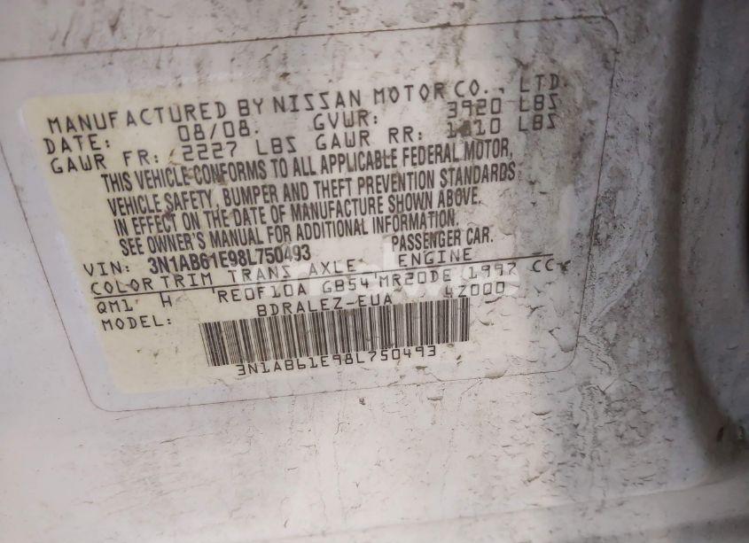 Photo 9 of 2008 Nissan Sentra 2.0S (VIN 3N1AB61E98L750493)