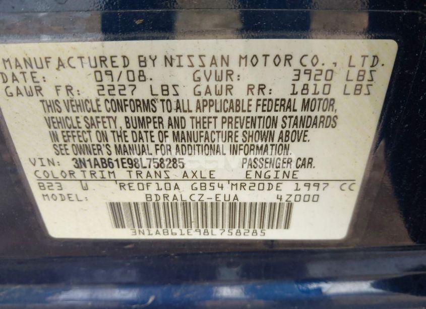 Photo 9 of 2008 Nissan Sentra 2.0 (VIN 3N1AB61E98L758285)