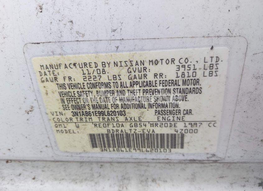 Photo 9 of 2009 Nissan Sentra 2.0S (VIN 3N1AB61E99L620103)