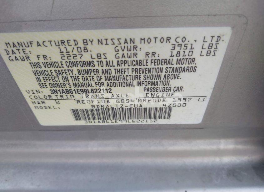 Photo 9 of 2009 Nissan Sentra 2.0S (VIN 3N1AB61E99L622112)