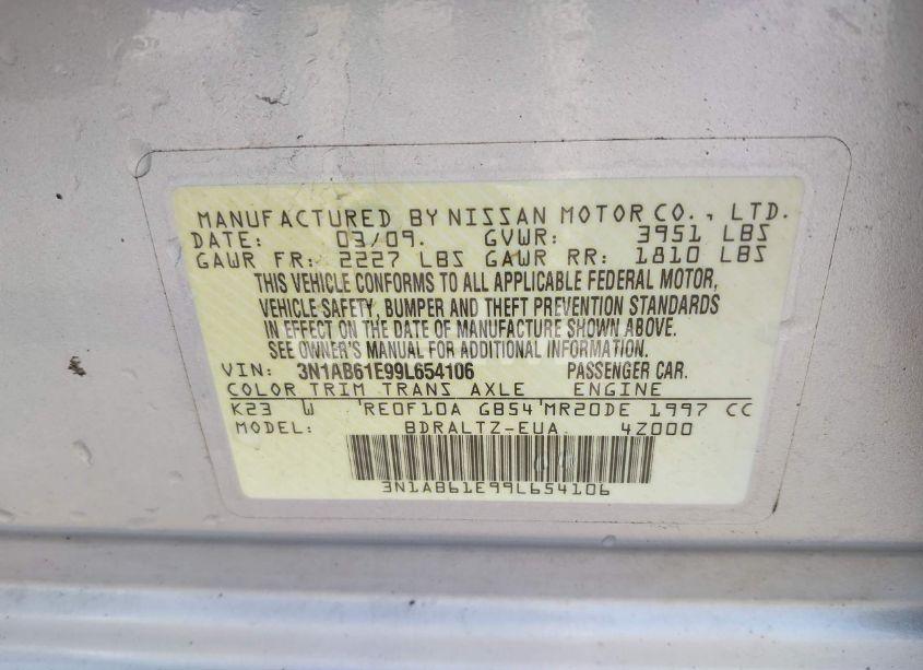 Photo 9 of 2009 Nissan Sentra 2.0S (VIN 3N1AB61E99L654106)