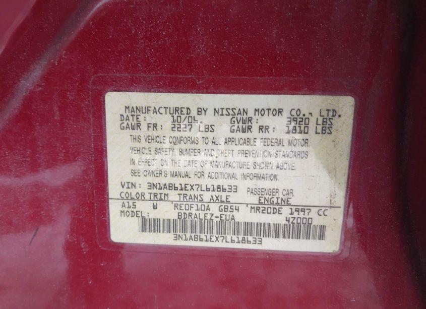 Photo 9 of 2007 Nissan Sentra 2.0S (VIN 3N1AB61EX7L618633)