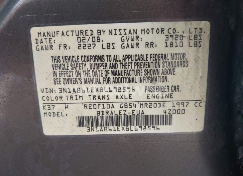 Photo 9 of 2008 Nissan Sentra 2.0S (VIN 3N1AB61EX8L698596)