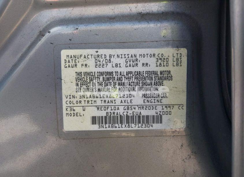 Photo 9 of 2008 Nissan Sentra 2.0 (VIN 3N1AB61EX8L712304)