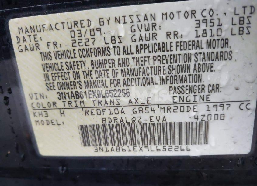Photo 9 of 2009 Nissan Sentra 2.0 (VIN 3N1AB61EX9L652266)