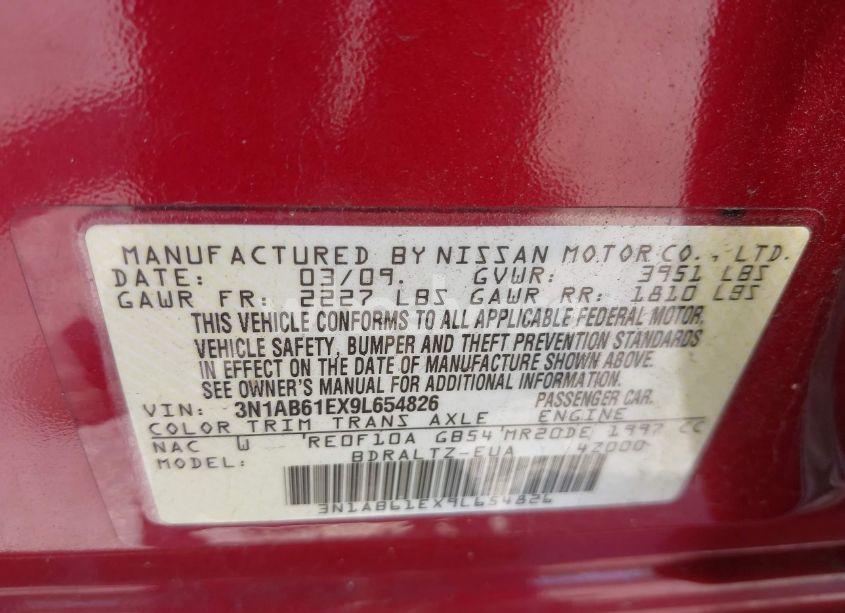 Photo 9 of 2009 Nissan Sentra 2.0S (VIN 3N1AB61EX9L654826)