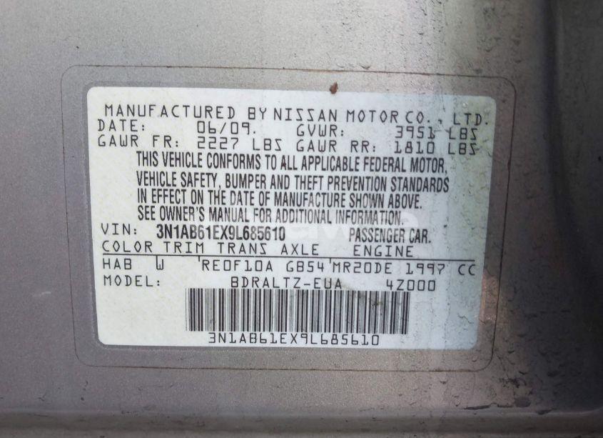 Photo 9 of 2009 Nissan Sentra 2.0S (VIN 3N1AB61EX9L685610)