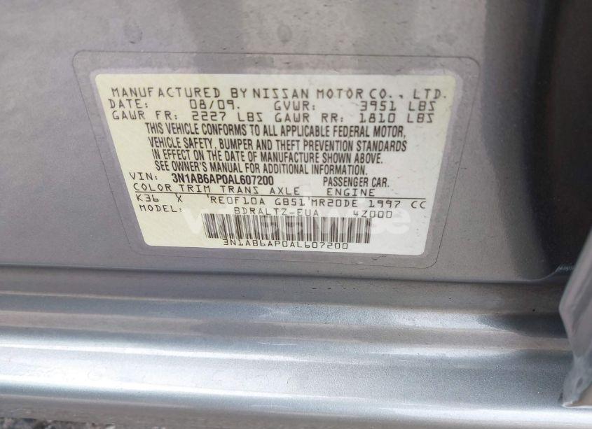 Photo 9 of 2010 Nissan Sentra 2.0S (VIN 3N1AB6AP0AL607200)