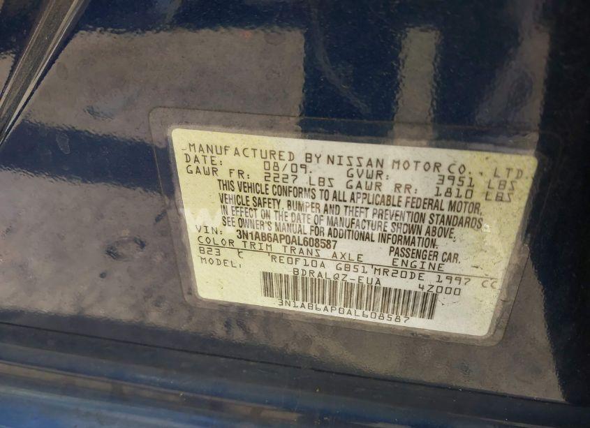 Photo 9 of 2010 Nissan Sentra 2.0 (VIN 3N1AB6AP0AL608587)