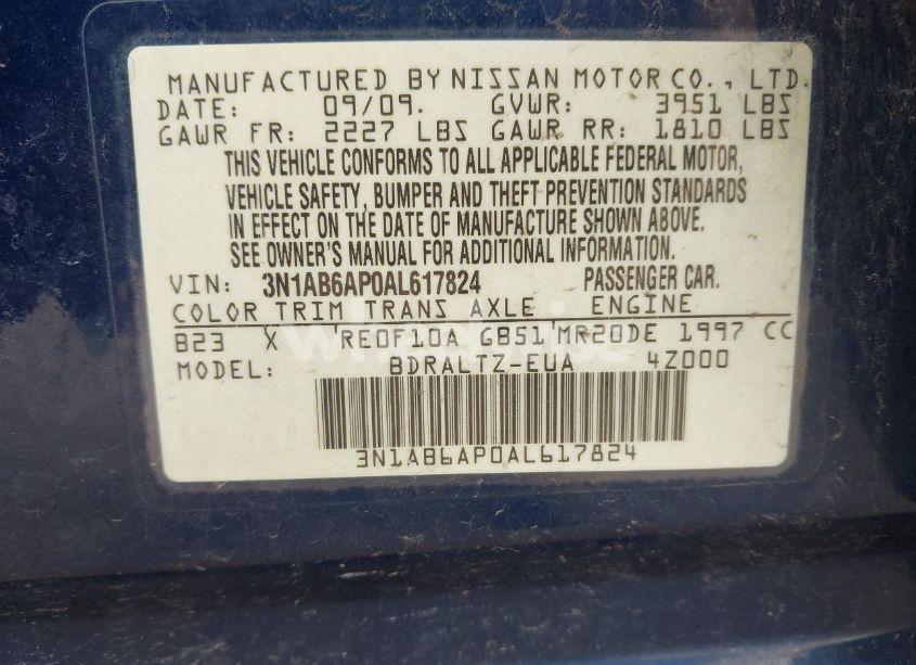 Photo 9 of 2010 Nissan Sentra 2.0S (VIN 3N1AB6AP0AL617824)