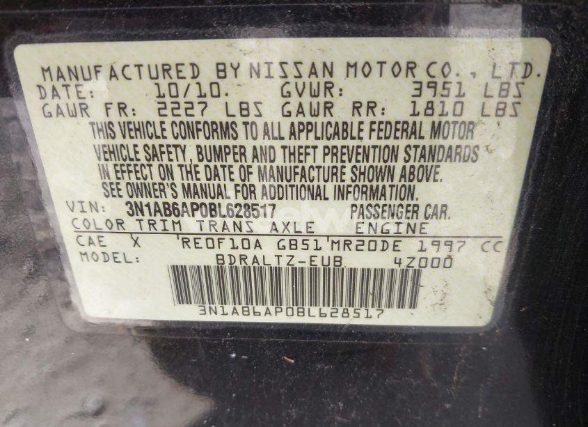 Photo 9 of 2011 Nissan Sentra 2.0S (VIN 3N1AB6AP0BL628517)