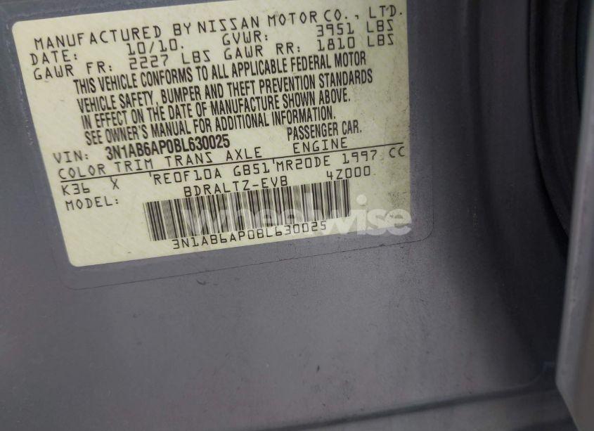 Photo 9 of 2011 Nissan Sentra 2.0S (VIN 3N1AB6AP0BL630025)