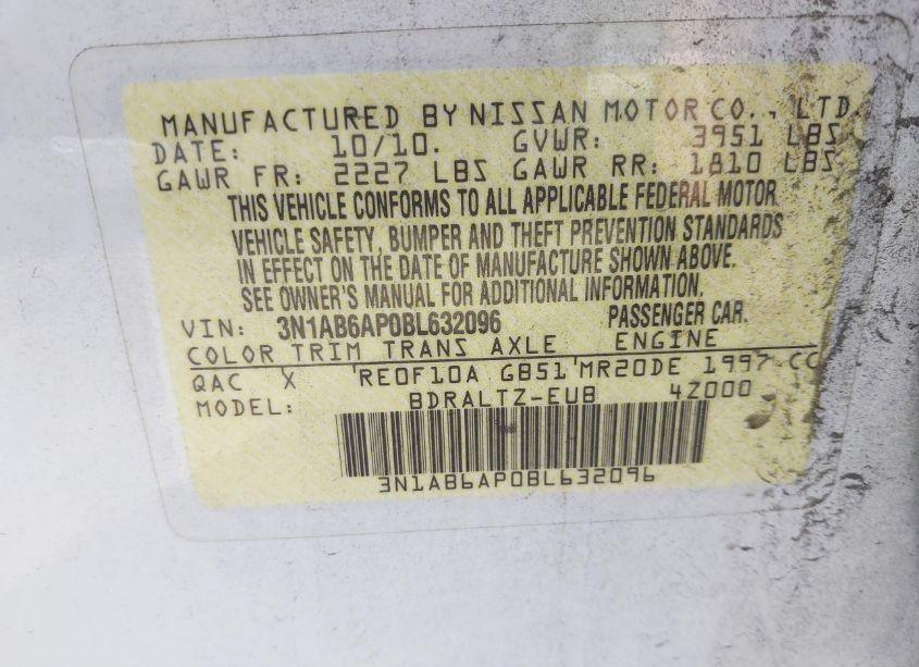 Photo 9 of 2011 Nissan Sentra 2.0SR (VIN 3N1AB6AP0BL632096)