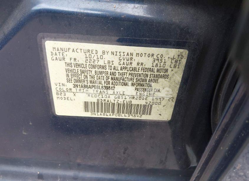 Photo 9 of 2011 Nissan Sentra 2.0S (VIN 3N1AB6AP0BL639842)