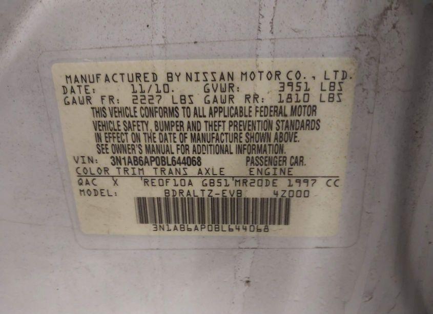 Photo 9 of 2011 Nissan Sentra 2.0SR (VIN 3N1AB6AP0BL644068)