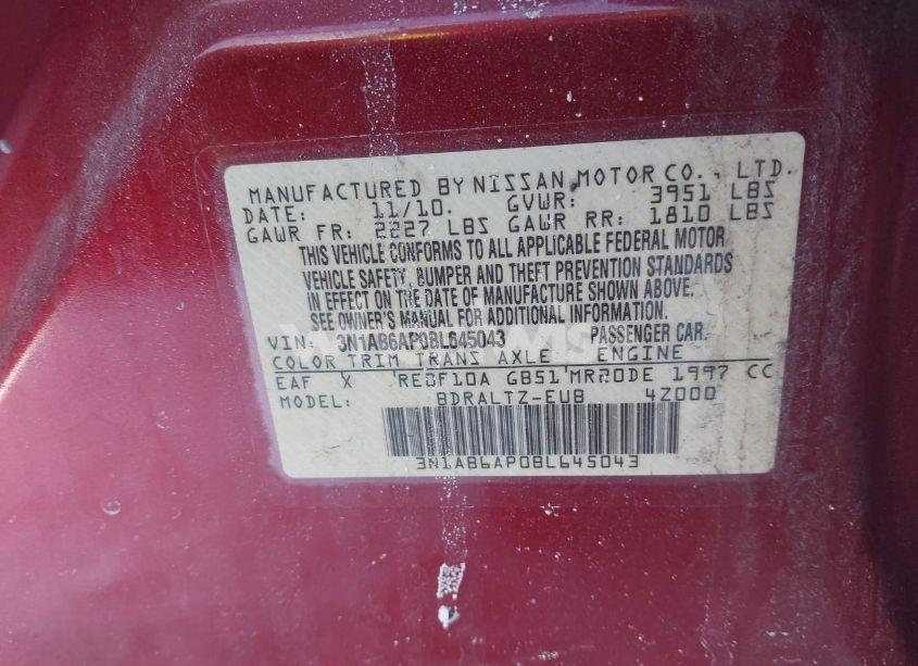 Photo 9 of 2011 Nissan Sentra 2.0SR (VIN 3N1AB6AP0BL645043)