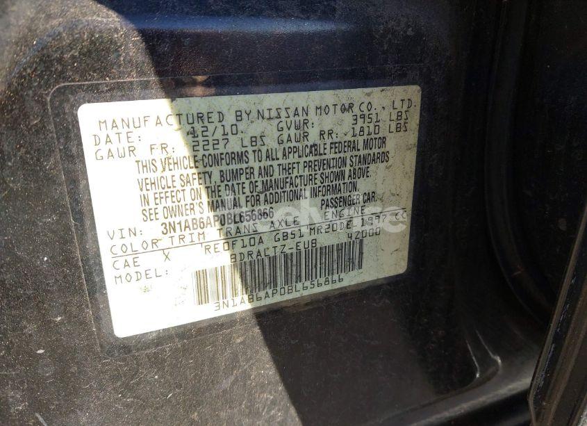 Photo 9 of 2011 Nissan Sentra 2.0S (VIN 3N1AB6AP0BL656866)