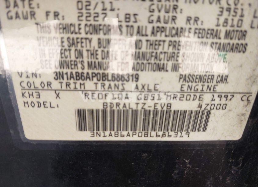 Photo 9 of 2011 Nissan Sentra 2.0S (VIN 3N1AB6AP0BL686319)