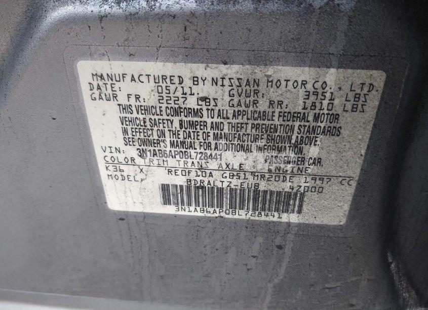 Photo 9 of 2011 Nissan Sentra 2.0S (VIN 3N1AB6AP0BL728441)